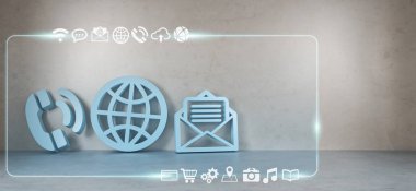 Modern iç 3d render simgeleri başvurun