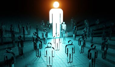 Bir grup insan 3d render aydınlatıcı lideri