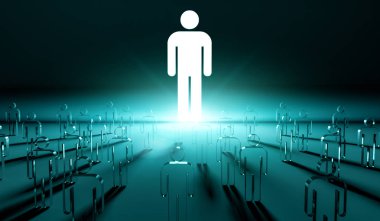 Bir grup insan 3d render aydınlatıcı lideri