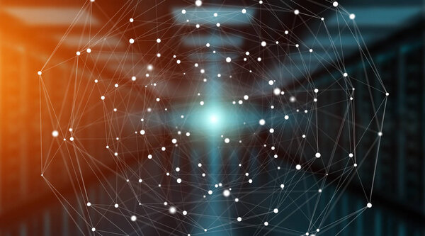 Сфера соединений и обмен данными 3D рендеринг
