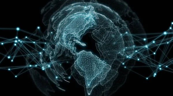 Système de connexions vue globale du monde rendu 3D — Photo