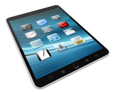 Modern dijital dokunmatik tablet 3d render