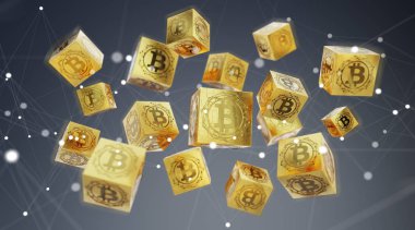 Bitcoins değişim arka plan 3d render