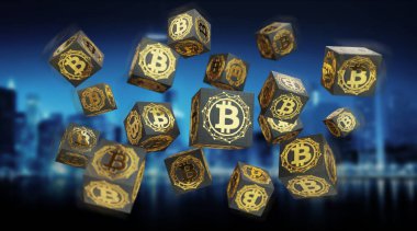 Bitcoins değişim arka plan 3d render