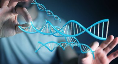 Modern Dna yapısı 3B oluşturmayı kullanarak iş adamı
