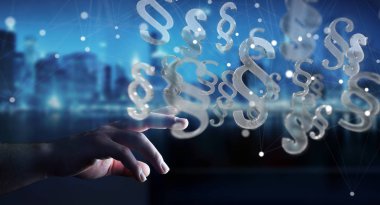 Hukuk paragraf simgesi 3B oluşturmayı kullanarak iş adamı