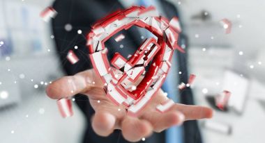 Güvenlik sonu 3d render karşı karşıya işadamı