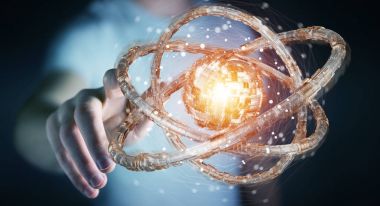 Fütüristik torus dokulu nesnesi 3B oluşturmayı kullanarak iş adamı