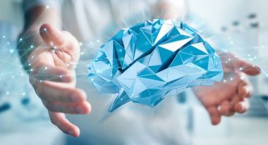 Dijital röntgen insan beyni arabirimi 3d renderi kullanarak iş adamı