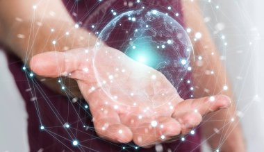 ABD dünya harita arabirimi 3d işlemesini kullanan iş adamı