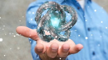 Fütüristik torus dokulu nesnesi 3B oluşturmayı kullanarak iş adamı