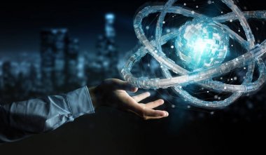 Fütüristik torus dokulu nesnesi 3B oluşturmayı kullanarak iş adamı