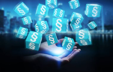 3D render hukuk küpleri kullanarak iş kadını