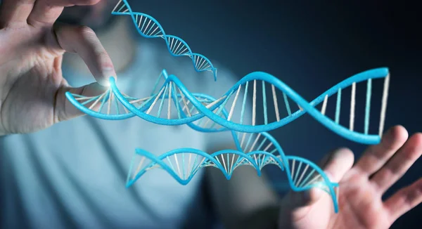 利用现代 Dna 结构 3d 渲染的商人 — 图库照片