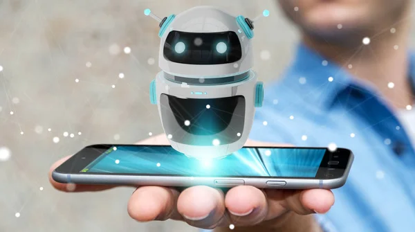 Businessman using digital chatbot robot application 3D rendering — Stock Photo, Image