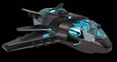 Futuristic spacecraft isolated on black background 3D rendering