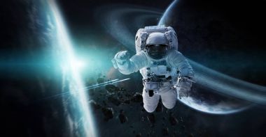 Astronot uzay 3d işleme öğeleri bu görüntünün içinde yüzen 