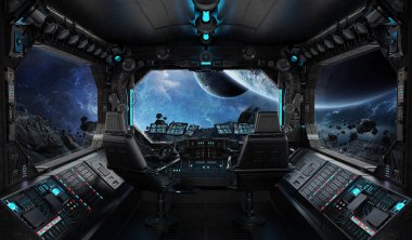 Uzay gemisi grunge iç exoplanet Manzaralı 