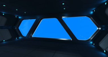 Uzay gemisi fütüristik iç pencere Manzaralı