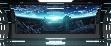 Uzay gemisi iç dünya üzerindeki manzaralı t 3d işleme öğeleri