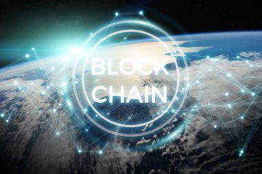 Blockchain Planet Earth 3d render