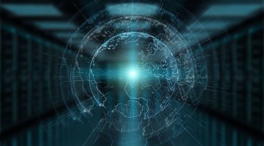 Bağlantıları sistem küresel dünya görünümü 3d render