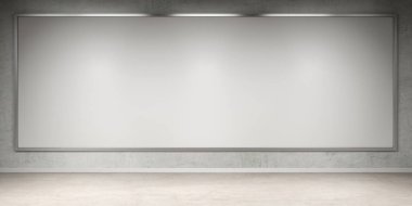 Beyaz boşlukları bir duvar 3d render tuval