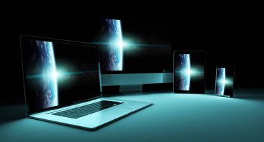 Modern dijital gümüş teknik cihaz 3d render