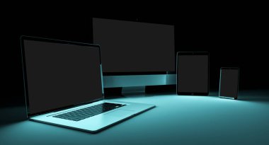 Modern dijital gümüş teknik cihaz 3d render