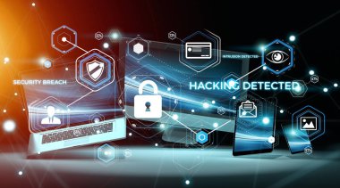 Virüsten koruma arabirim üzerinden modern teknoloji cihazlar 3d render