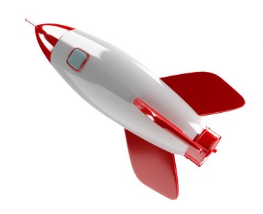 Modern dijital roket 3d render izole