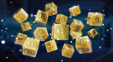 Bitcoins değişim arka plan 3d render