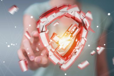 Güvenlik sonu 3d render karşı karşıya işkadını