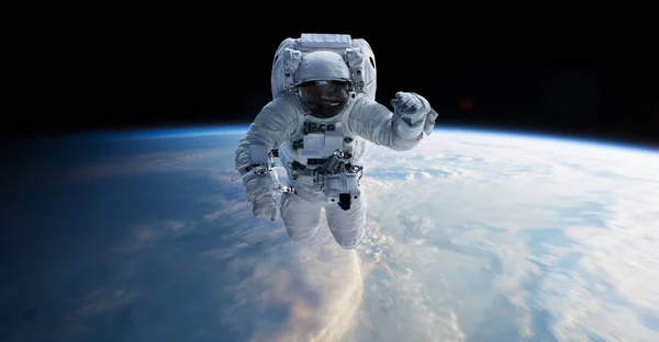 Astronot uzay 3d işleme öğeleri bu görüntünün içinde yüzen — Stok fotoğraf