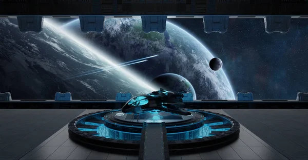 Landing strip spaceship interior 3D rendering elements of this i — Stock Photo, Image