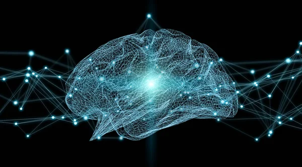 Rendering digitale a raggi X del cervello umano 3D — Foto Stock