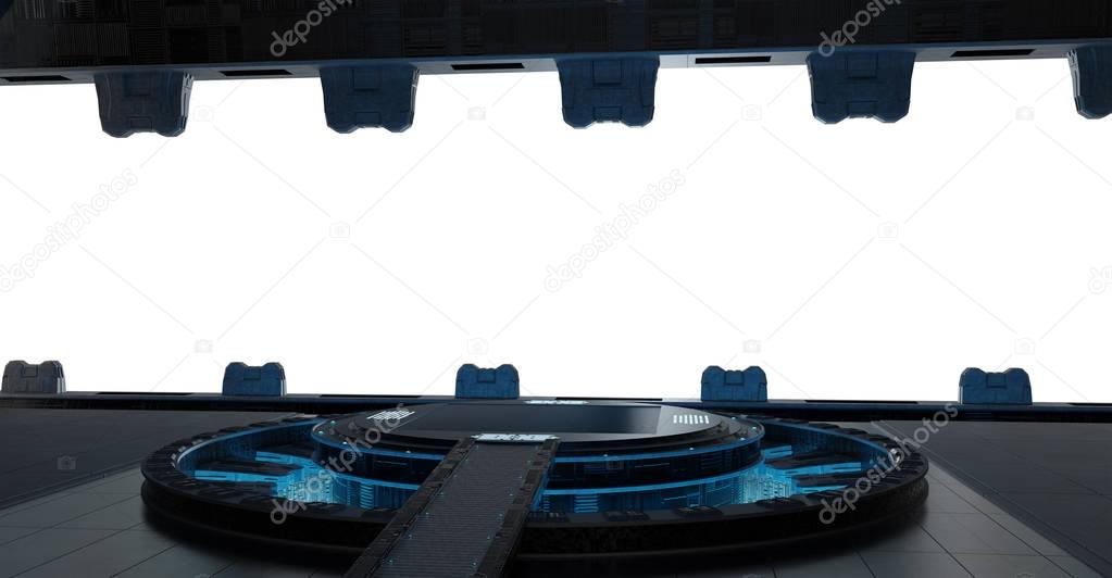 Llanding strip spaceship interior isolated on white background 3