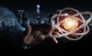 Fütüristik torus dokulu nesnesi 3B oluşturmayı kullanarak iş adamı
