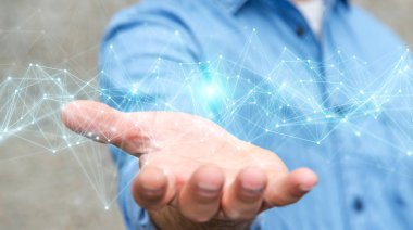 Uçan ağ bağlantısı 3B oluşturmayı kullanarak iş adamı