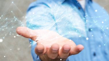 Dijital röntgen insan beyni arabirimi 3d renderi kullanarak iş adamı