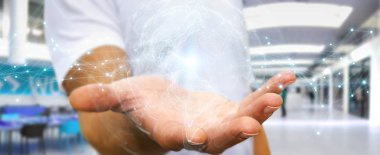 ABD dünya harita arabirimi 3d işlemesini kullanan iş adamı