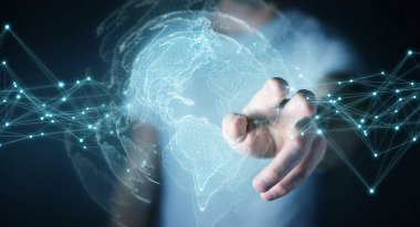 ABD dünya harita arabirimi 3d işlemesini kullanan iş adamı