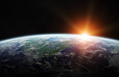 Mavi Dünya gezegeninin alan 3d render elemanları bu görünümü