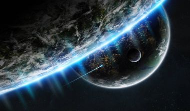 Uzak bir gezegende sistemi ile exoplanets 3d render elem alanda