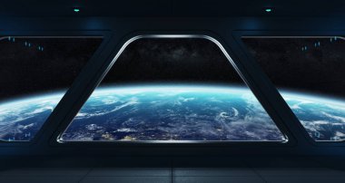 Uzay gemisi fütüristik iç Planet Earth Manzaralı