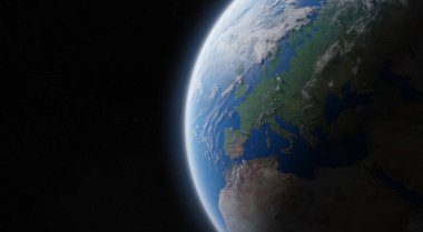 Mavi Dünya gezegeninin alan 3d render elemanları bu görünümü