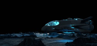 Astronotlar bir asteroid 3d render keşfetmek