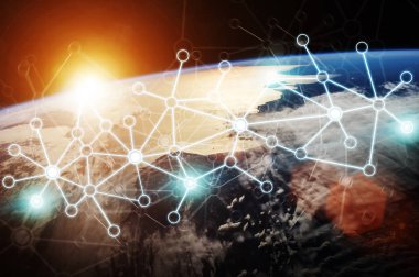 3d render bağlantılar sistem ve veri değişim gezegende toprak