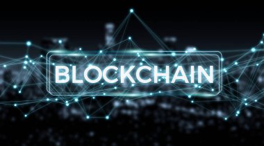 Blockchain bağlantı arka plan 3d render