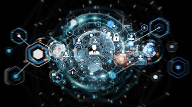 Sosyal medya dijital arabirimi arka plan 3d render 